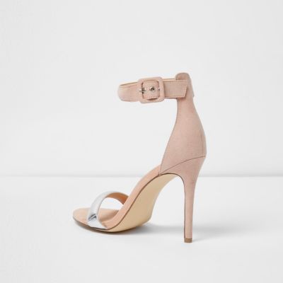 Nude barely there metallic wide fit sandals